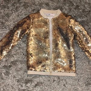 H&M girls gold sequin jacket 5-6Y